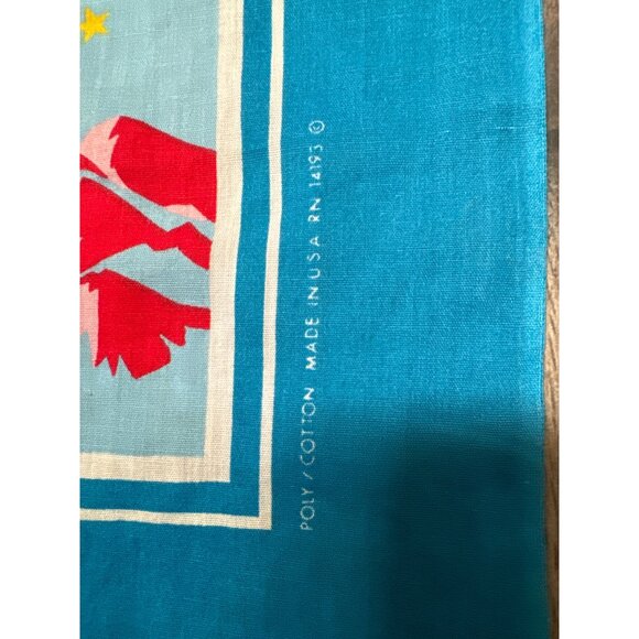 Vintage Poly/Cotton Unicorn Rainbow Print Fabric Square bandanna Made In USA - Picture 2 of 4